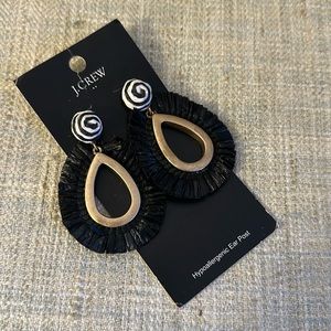 J.Crew Black and White Raffia Earrings